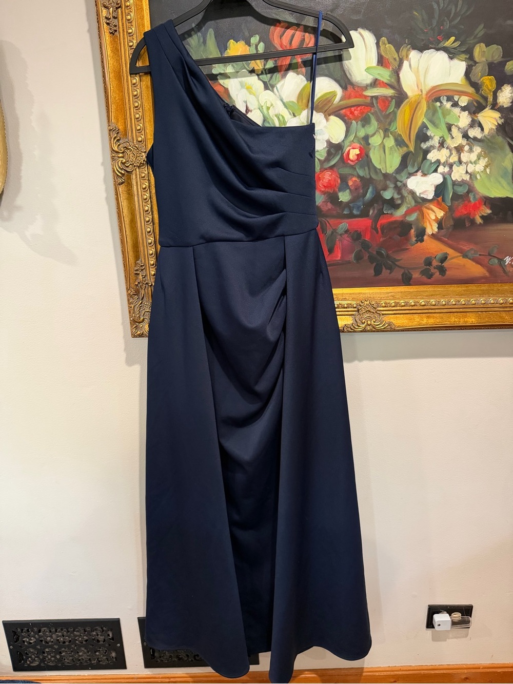 Xscape One-Shoulder Navy Evening Dress